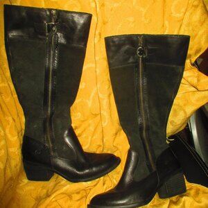 Born Austell Suede and Leather Double Zip Knee High Boots 8 M
